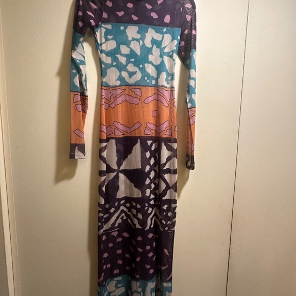 OFUURE ANU PURPLE LONG SLEEVE MAXI MESH DRESS - Picture 4 of 4